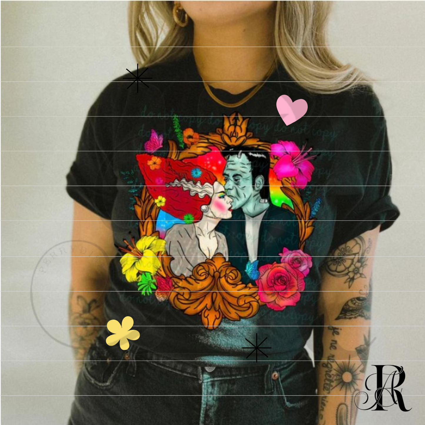 Neon Love Monsters Graphic Tee – Frank & Bride Retro Horror Shirt