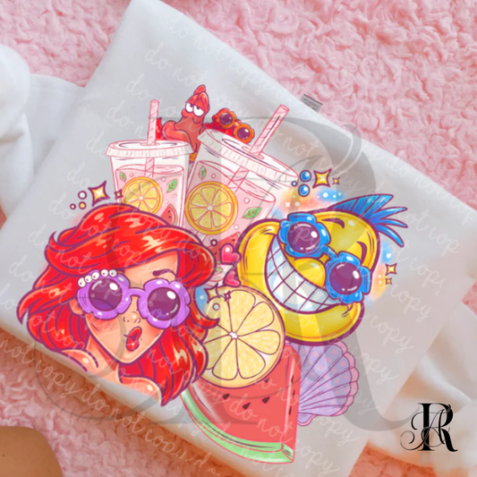 Summer Ocean Princess & Tropical Fish Graphic Tee | Beach Vacation Shirt