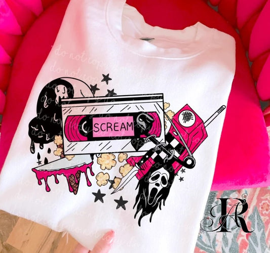 Retro Pink Scream Horror Sweatshirt