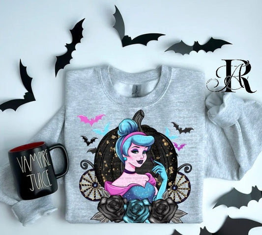 Spooky Princess Halloween Sweatshirt – Gothic Fairy Tale Crewneck with Bats & Roses